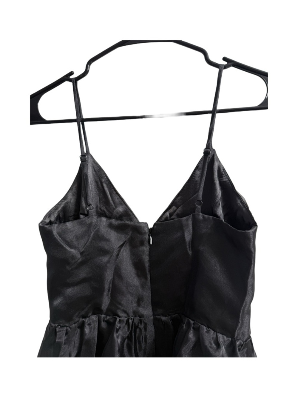 Lulu's Black Satin Maxi Dress with Front Keyhole and High Slit - Picture 4 of 7